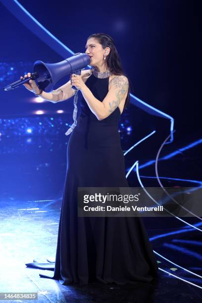 Elisa Toffoli aka Elisa attends the 73rd Sanremo Music Festival 2023 at Teatro Ariston on February 10, 2023 in Sanremo, Italy.