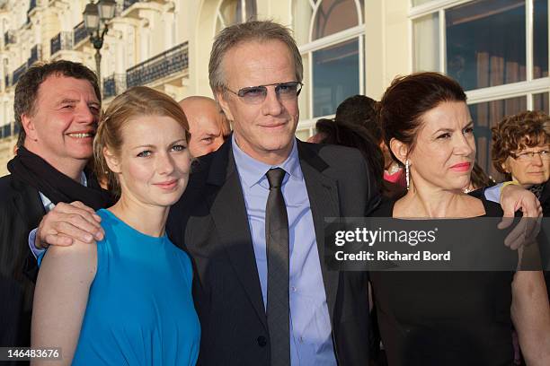 Actress Fleur Lise Heuet, actor Christophe Lambert and director Anne Fassio attend the 26th Cabourg Romantic Film Festival on June 15, 2012 in...