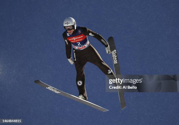 Decker Dean of the USA jumps in the qualifying round during Day 1 of the Viessmann FIS Ski Jumping World Cup at Lake Placid Olympic Jumping Complex...