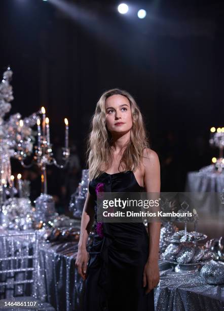 Brie Larson attends the Rodarte show during New York Fashion Week: The Shows at Williamsburg Savings Bank on February 10, 2023 in New York City. .
