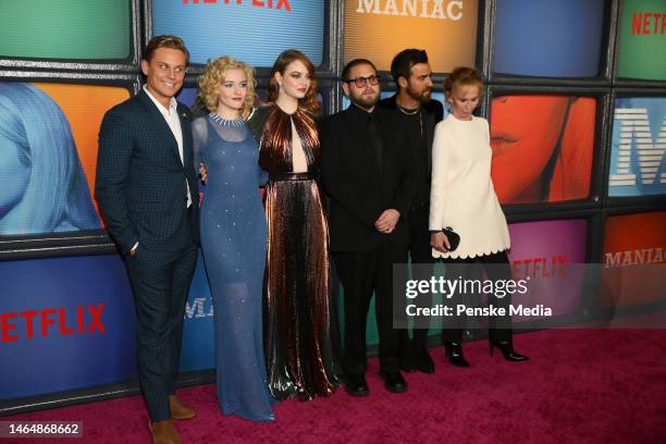 Left to Right -- Billy Magnussen, Julia Garner, Emma Stone, Patrick Somerville, Jonah HIll, Justin Theroux