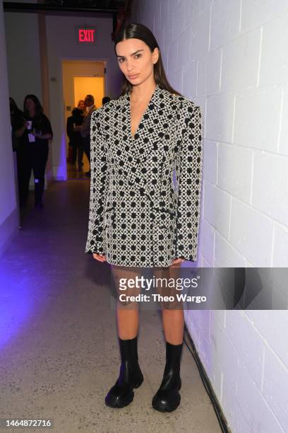 Emily Ratajkowski attends the Jonathan Simkhai show during New York Fashion Week: The Show at 180 Maiden Lane on February 10, 2023 in New York City.