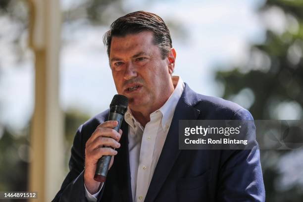 Rugby Australia Chairman Hamish McLennan speaks to the media during a Rugby Australia announcement and Wallaroos Morning tea Reception at Kirribilli...