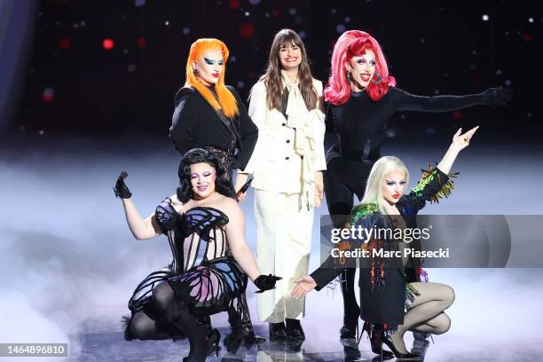 Clara Luciani performs on stage during the 38th "Les Victoires De La Musique" Award Ceremony at La Seine Musicale on February 10, 2023 in Paris,...