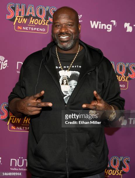 Shaquille O'Neal attends Shaq's Fun House Big Game Weekend at Talking Stick Resort on February 10, 2023 in Scottsdale, Arizona.