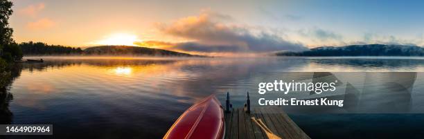 lake of two rivers, algonquin provincial park, summer sunrise - ontario canada landscape stock pictures, royalty-free photos & images