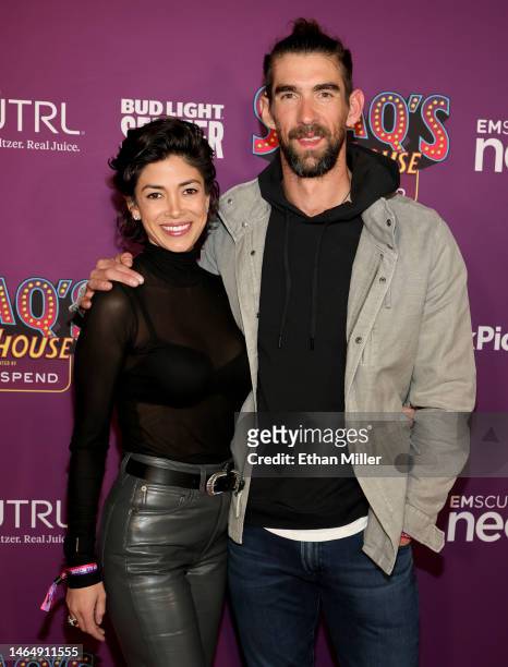 Nicole Johnson and Michael Phelps attend Shaq's Fun House Big Game Weekend at Talking Stick Resort on February 10, 2023 in Scottsdale, Arizona.