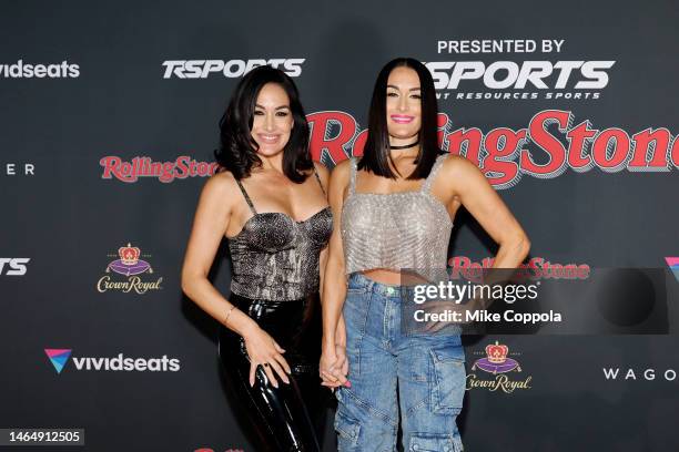 Brie Bella and Nikki Bella attend the 2023 Rolling Stone Super Bowl Party at The Clayton House on February 10, 2023 in Scottsdale, Arizona.