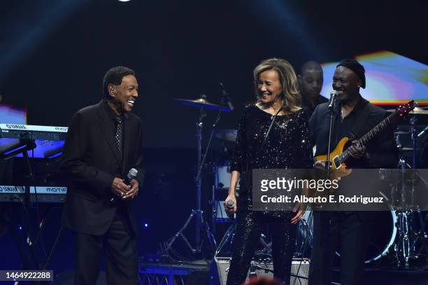 Billy Davis Jr. And Marilyn McCoo perform on stage at the 30th Annual Movieguide Awards at Avalon Hollywood & Bardot on February 10, 2023 in Los...
