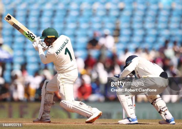 Usman Khawaja of Australia bats during day three of the First Test match in the series between India and Australia at Vidarbha Cricket Association...