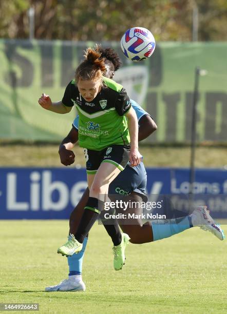 Nolan Stringer Sasha Grove of Canberra United in action during the round 14 A-League ...