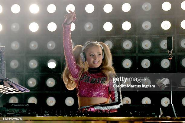 Paris Hilton performs at The One Party by Uber: Super Bowl on February 10, 2023 in Phoenix, Arizona.