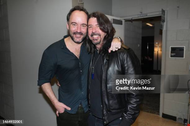 Dave Matthews of Dave Matthews Band and Dave Grohl of Foo Fighters attend the Bud Light Super Bowl Music Festival at Footprint Center on February 10,...