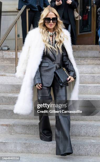 Fashion designer Rachel Zoe is seen leaving the Rodarte fashion show during New York Fashion Week at Williamsburg Savings Bank on February 10, 2023...