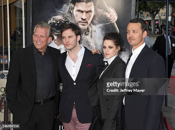Joe Roth, Sam Claflin, Kristen Stewart and Rupert Sanders arrive at the "Snow White And The Huntsman" Los Angeles Screening at Westwood Village on...