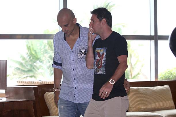 Argentine soccer player Lionel Messi arrives to a press conference before a benefit match for disabled children on June 16, 2012 in Cancun, Mexico.