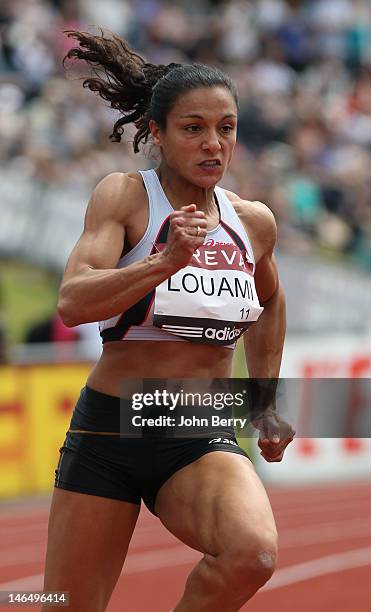 Carima Louami of France competes in the 200m final during the 2012 French Elite Athletics Championships at the Stade du Lac de Maine on June 17, 2012...