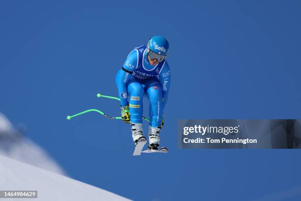 Elena Curtoni of Italy competes in Women's Downhill at the FIS Alpine World Ski Championships on February 11, 2023 in Meribel, France.