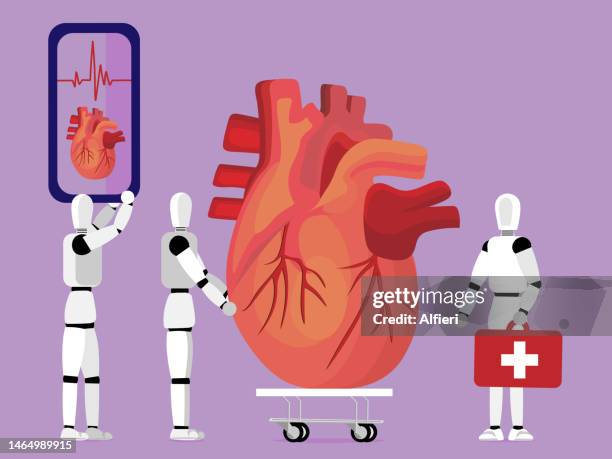 artificial intelligence in cardiology - robotic surgery stock illustrations