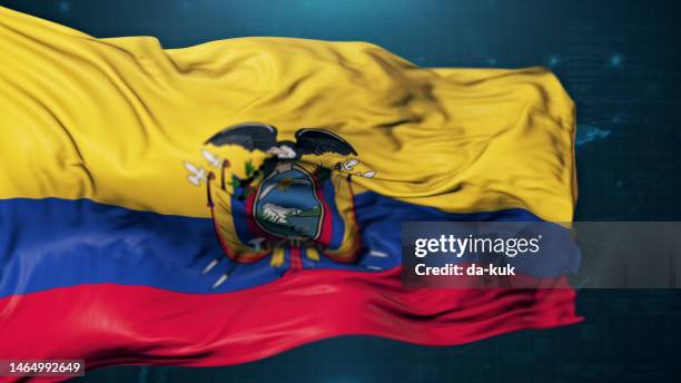 flag of ecuador on dark blue background - ecuador flag stock pictures, royalty-free photos & images