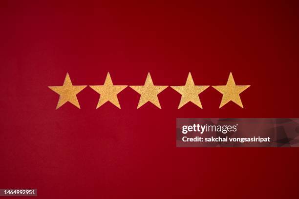 concept of excellence, five stars, gold stars - first class imagens e fotografias de stock