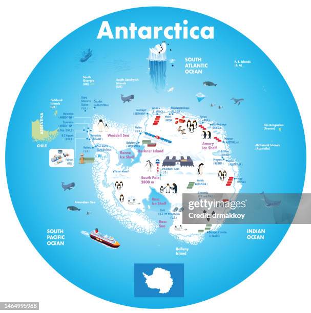 antarktis polarkarte - südpolarmeer stock-grafiken, -clipart, -cartoons und -symbole