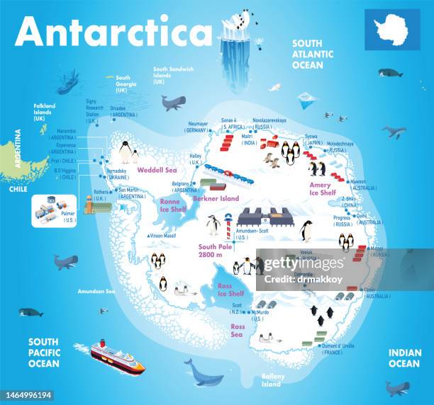 ilustraciones, imágenes clip art, dibujos animados e iconos de stock de mapa de dibujos animados de la antártida - ártico
