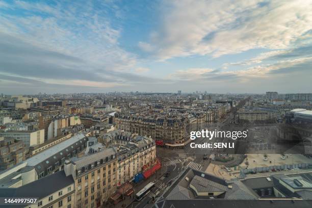 aerial view of city skyline in paris and gare de lyon - gare stock pictures, royalty-free photos & images