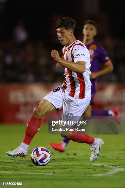 Jordan Bos of Melbourne City controls the ball during the round 16 A-League Men's match between Perth Glory and Melbourne City at Macedonia Park, on...