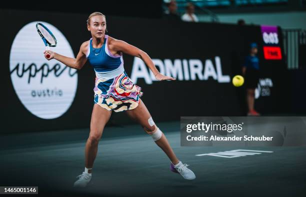 Anastasia Potapova in action during day five of the Upper Austria Ladies Linz 2023 on February 10, 2023 in Linz, Austria.