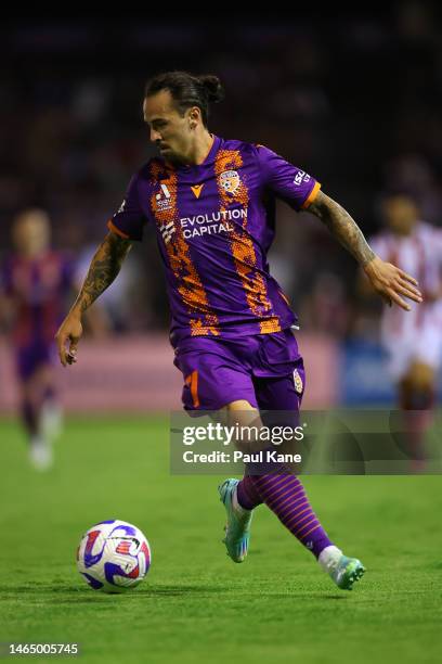 Ryan Williams of the Glory in action during the round 16 A-League Men's match between Perth Glory and Melbourne City at Macedonia Park, on February...