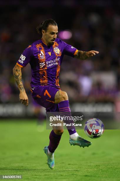 Ryan Williams of the Glory in action during the round 16 A-League Men's match between Perth Glory and Melbourne City at Macedonia Park, on February...