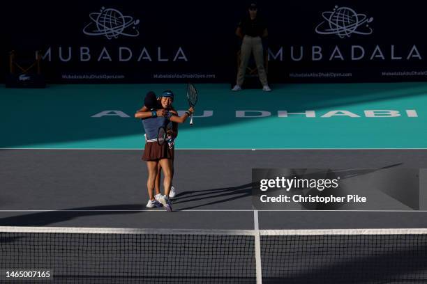 Shuko Aoyama of Japan and Hao-Ching Chan of Chinese Taipei celebrates defeating Desirae Krawczyk of USA and Giuliana Olmos of Mexico during their...