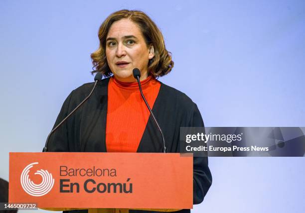 The mayor of Barcelona and candidate for re-election, Ada Colau, presents to the Plenary of BComu activists the first 20 candidates of her list, in...