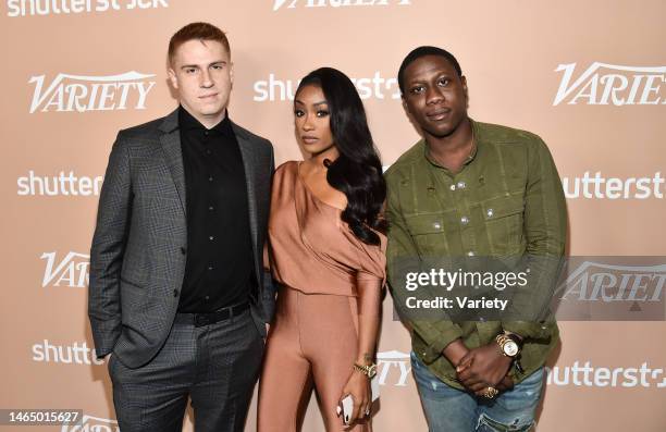 John Cunningham, Cleopatra Bernard and Solomon Sobande attend the Second Annual Variety Hitmakers Brunch at The Sunset Tower Hotel on December 1,...