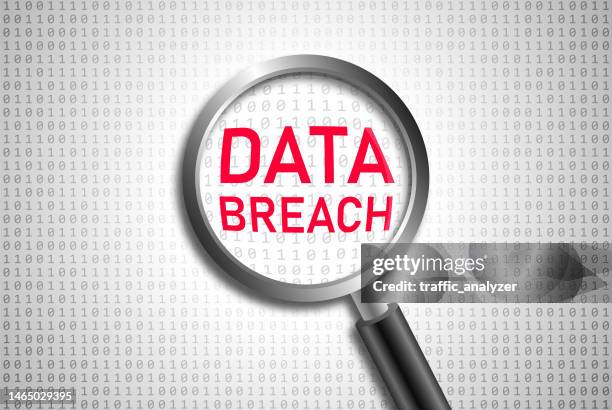 data breach under magnifying glass - data breach stock illustrations