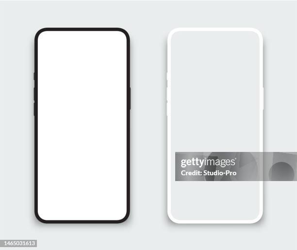 realistic mobile phone template similar to iphone mockup - transparent screen stock illustrations