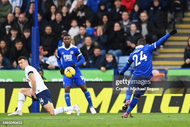 Nampalys Mendy of Leicester City scores the team's first goal during the Premier League match between Leicester City and Tottenham Hotspur at The...