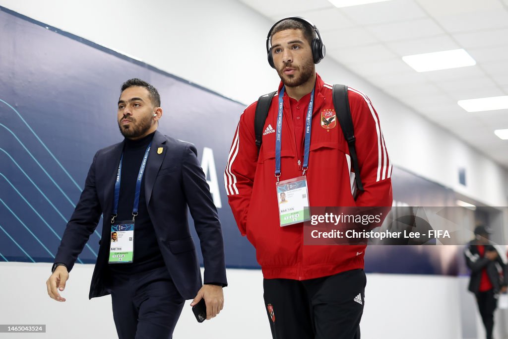 Hamza Alaa Abdallah of Al Ahly arrives at the stadium prior to the