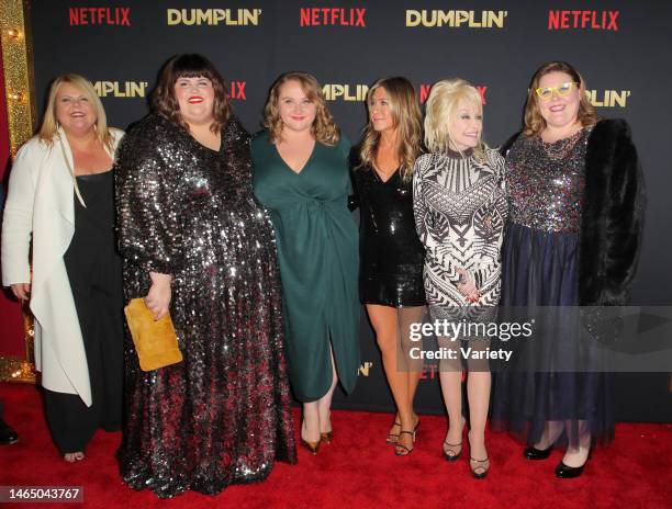 Trish Hoffman, Julie Murphy, Danielle Macdonald, Jennifer Aniston, Dolly Parton and Hilliary Begley