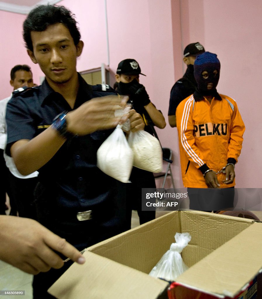 An Indonesian customs official inspect p