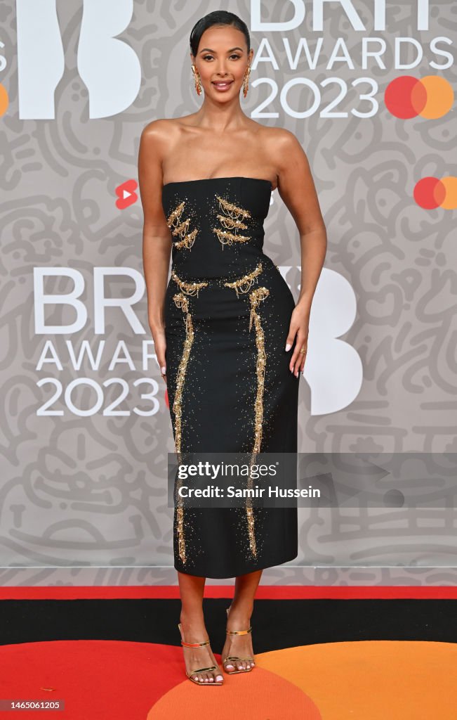 Maya Jama attends The BRIT Awards 2023 at The O2 Arena on February