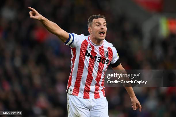 Phil Jagielka of Stoke City during the Sky Bet Championship between Stoke City and Hull City at Bet365 Stadium on February 11, 2023 in Stoke on...