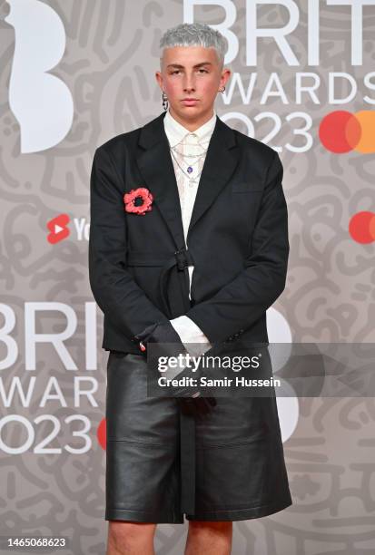 Lewys Ball attends The BRIT Awards 2023 at The O2 Arena on February 11, 2023 in London, England.