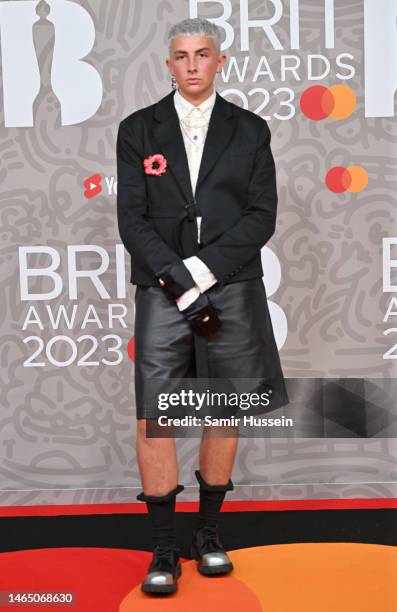 Lewys Ball attends The BRIT Awards 2023 at The O2 Arena on February 11, 2023 in London, England.
