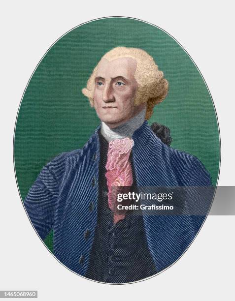 us president george washington steel engraving 1870 - george washington stock illustrations