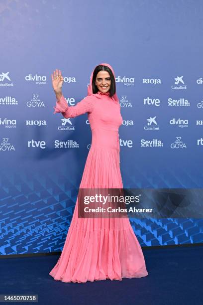 Macarena Gomez attends the red carpet at the Goya Awards 2023 at FIBES Conference and Exhibition Centre on February 11, 2023 in Seville, Spain.