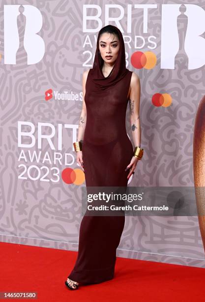 Rina Sawayama attends The BRIT Awards 2023 at The O2 Arena on February 11, 2023 in London, England.