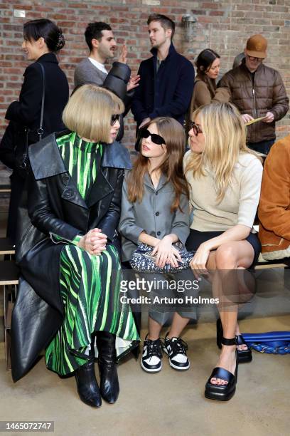 Anna Wintour, Marlowe Sturridge and Sienna Miller attend the Proenza Schouler show during New York Fashion Week: The Shows at Chelsea Factory on...