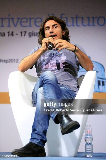 Italian author and musician Luciano Ligabue attends the public conference "Scrivere il Futuro" for La Repubblica delle Idee festival at Palazzo del...